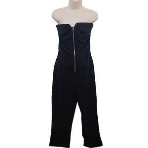 NWT LucyWhims Black Long Pants Romper Jumpsuit Pockets Sleeveless Zipper Size M